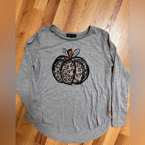 State of Mine Graphic Grey Pumpkin Fall T-Shirt Women's Medium